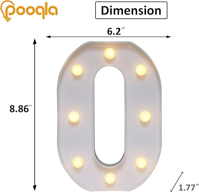 Pooqla Colorful Light Up Numbers, 35 Colors LED Marquee Number Lights for 10th Birthday Decorations with Remote, RGB Lighted Numbers for Party, Wedding, Bar, Night Light, Home Decor, Number 0
