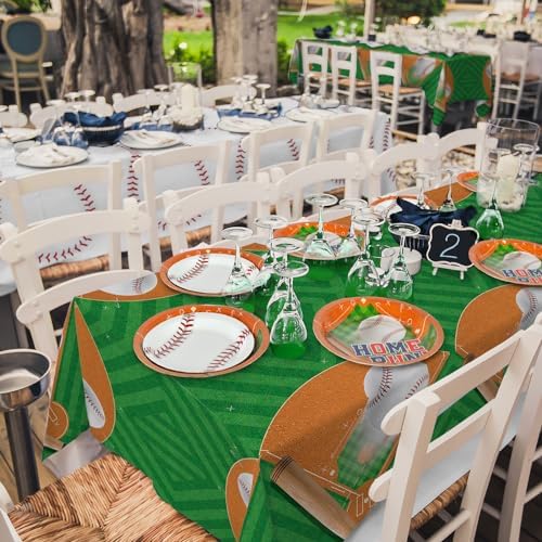 Gatherfun Baseball Party Supplies: 2-Pack Baseball Birthday Decorations with Disposable Plastic Tablecloth - Table Cover for Baseball Games & Parties, 54 x 108 Inch - Image 4