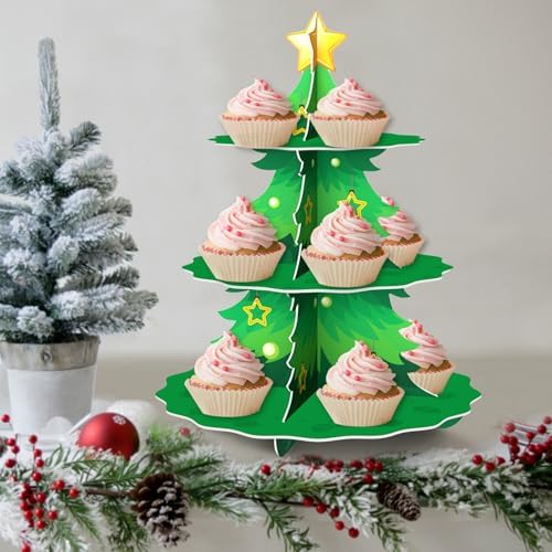 Christmas Party Decorations Christmas Cake Stand 3 Tier Christmas Tree Cupcake Stand for Birthday Party Supplies - Image 6