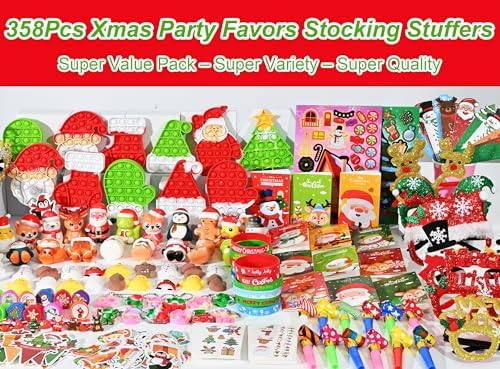 358PCS Christmas Party Favors Supplies Decoration, Goodie Bag Pinata Stocking Stuffers Bulk, Treasure Box Toy for Classroom Rewards, Advent Calendar Stuff Filler, Carnival Prizes, Xmas Birthday Gifts - Image 2