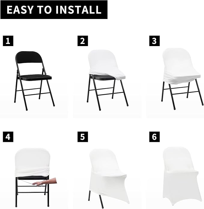 HAINARverS Stretch Spandex Folding Chair Covers 30PCS Universal Fitted Chair - Image 6
