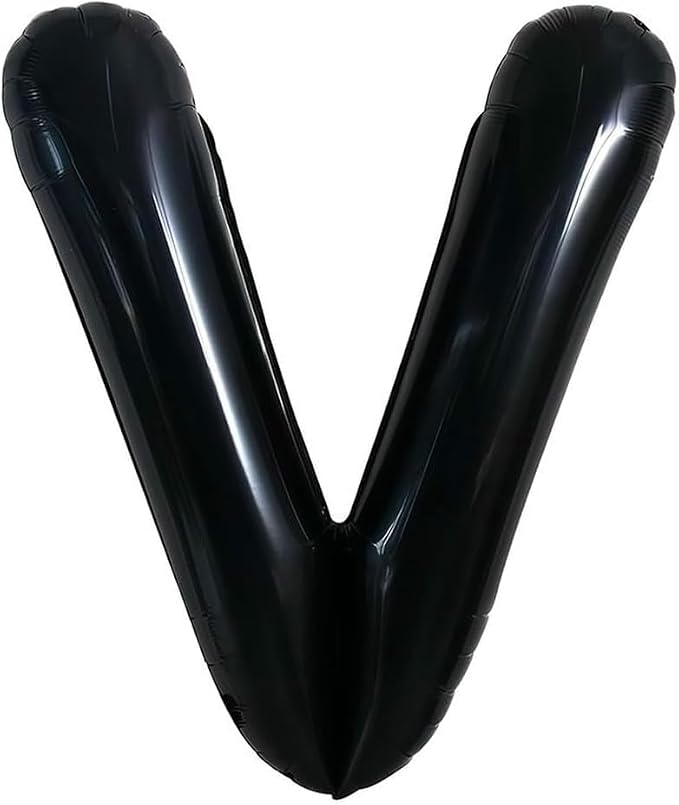 40 Inch Black Letter V Foil Balloon, Large Jumbo Mylar Helium Alphabet Balloon - Image 2