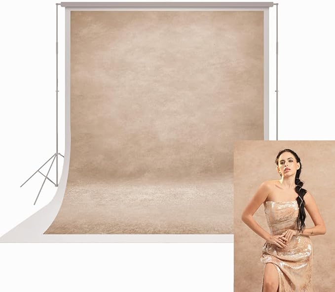 UrcTepics 8x16ft Beige Abstract Textured Professional Photography Backdrop by UrcTepics
