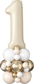 40 Inch Cream Number 1 Balloon for 1st Birthday Decorations Beige White Sand by Domgoge
