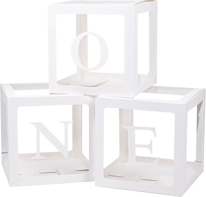 First Birthday Decorations For Boy Or Girl, Baby Clear Blocks Party Decor by Keencopper