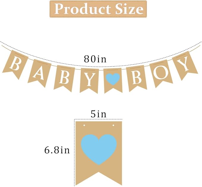 Baby Boy Banner for Party Decorations – It’s a Boy Sign, Rustic Garland - Image 2