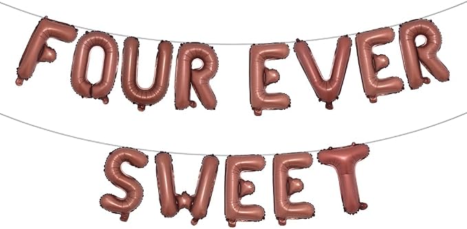 Four Ever Sweet Birthday Decorations, 4 Four Years Old Fourth 4th Girl Boy by RUIANSI