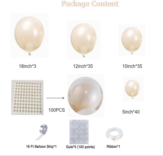 Pearl White Double Stuffed Balloon Arch Kit - Image 3