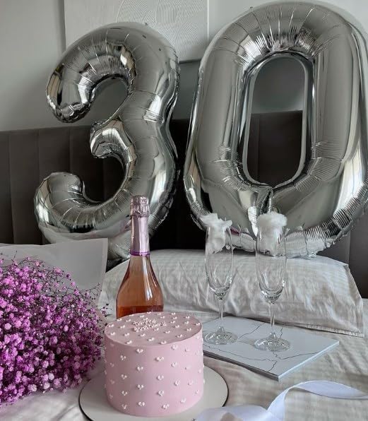 Silver Number 3 Balloon 40 inch, Balloon numbers party supplies, deco photo - Image 5