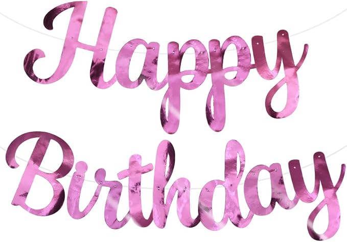 BEISHIDA Double-sided Pink Happy Birthday Banner Party Decoration NO DIY | by Beishida