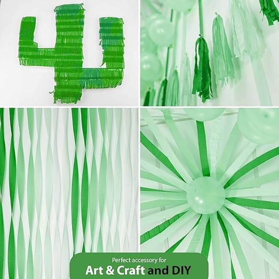 12 Green & White Crepe Paper Streamers, 984ft Pack of Party Decorations | Each - Image 4