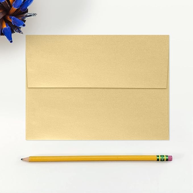 LUXPaper A7 Invitation Envelopes | Peel & Press | 5 1/4" x 7 1/4" | Blonde Metallic | 80lb. Text | 250 Qty