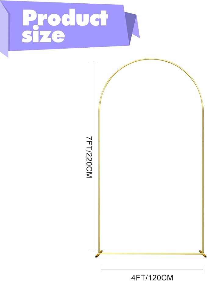 Wedding Arch Backdrop Stand 7.2FT Gold Wedding Balloon Arched Backdrop Stand - Image 3