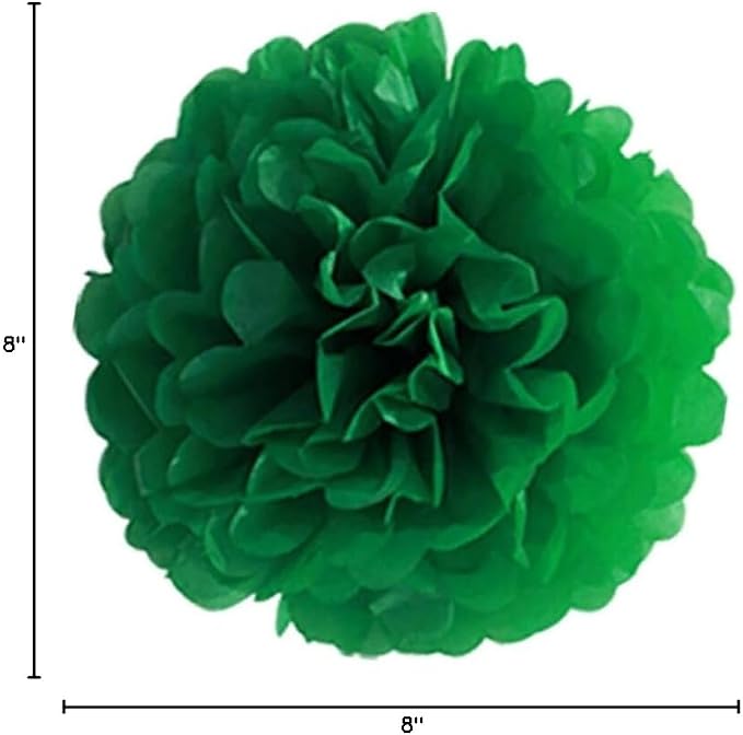 BRZIKWT 12 Pcs Green Dark Green and Light Green Tissue Paper Pom Poms - Image 6