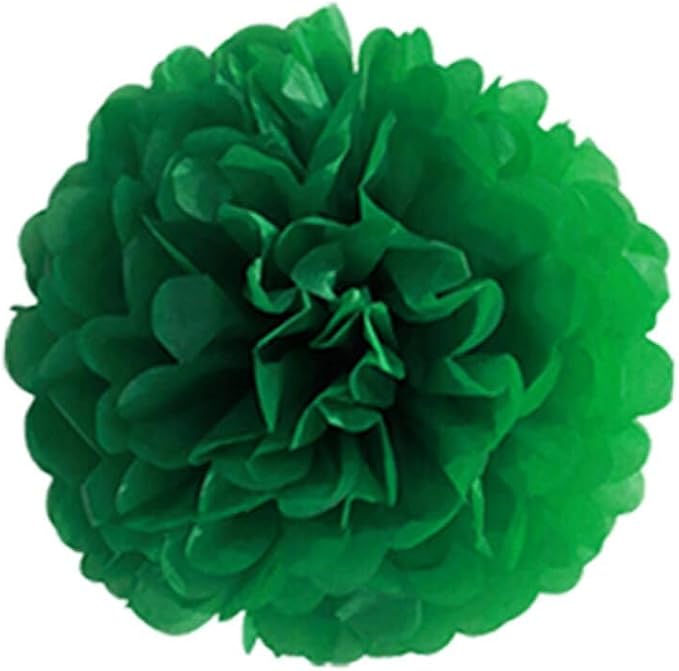 RZIKWT 12 Pcs Green Gold Gradient Wave Point Tissue Paper Pom Poms - Image 3