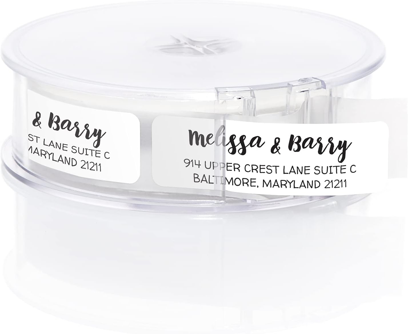 White Modern Rolled Address Labels/Roll of 500 Personalized Address Labels/Designer Return Address Stickers in Elegant Plastic Dispenser