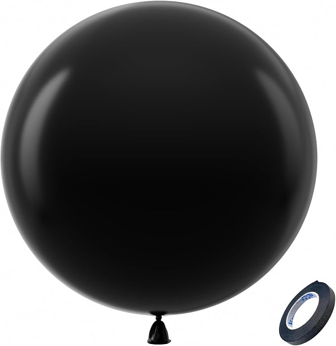 Bezente Black Giant Latex Round Balloons 36 Inch 8 Pack | Large Balloon by Bezente