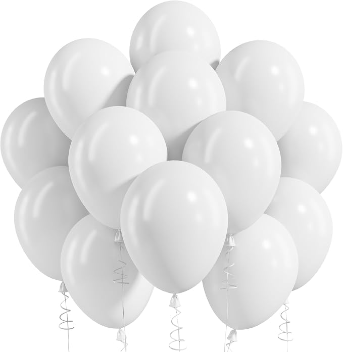 White Balloons, 12 Inch Wedding Latex Party Balloons | 30 Pack Matte White by Jobkoo