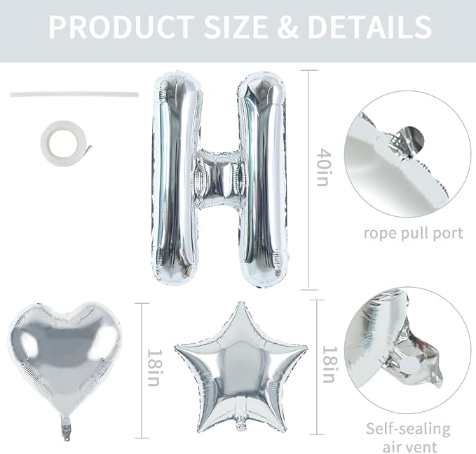 TONIFUL 40 Inch Large Silver Letter HOME Foil Balloons Alphabet Balloons | - Image 2