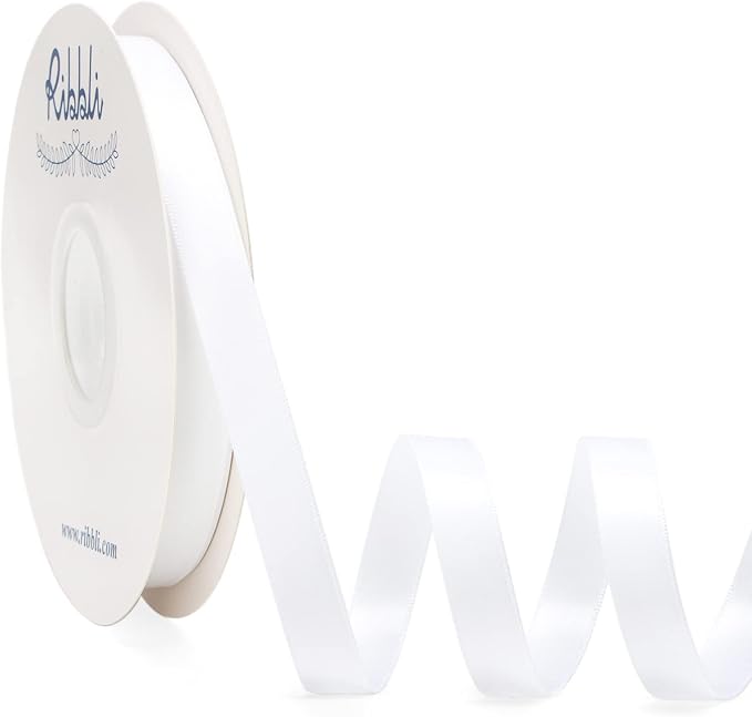 Ribbli White Satin Ribbon Double Faced Satin 1/2 inch x Continuous 50 by Ribbli