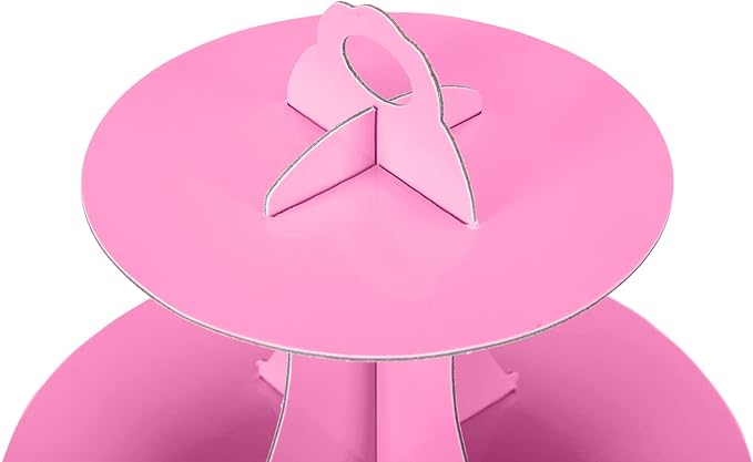 3-Tier Cupcake Stand, Cake Stand holder, Tiered DIY Cupcake Stand Tower for Dessert Table Displays, Birthday Theme Party Favors Decoration, Floral Tea Party, 12" W x 12.8" H, Pink
