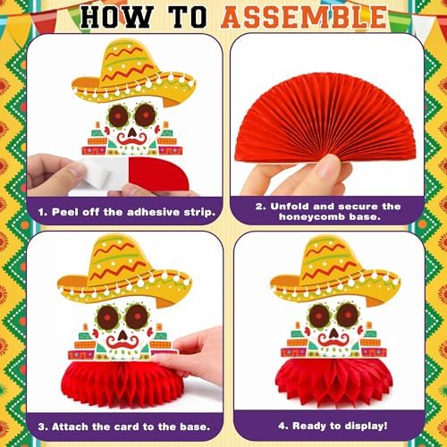 Fiesta Party Decorations - Cinco De Mayo Honeycomb for Table Centerpieces | Cinco De Mayo Decorations for Taco, Mexican Theme Birthday Accessories Party Favors Decor Supplies Indoor Outdoor - Image 3