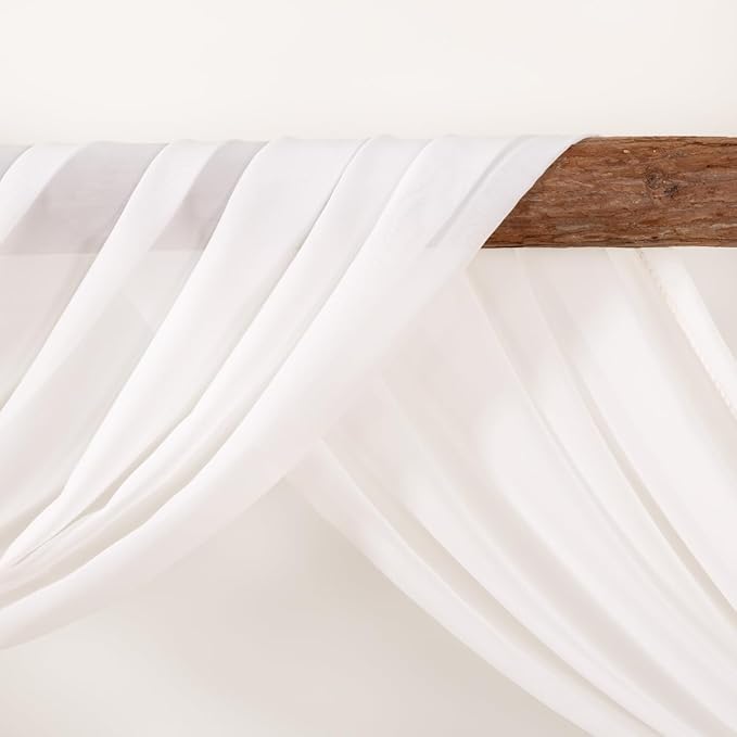Ivory Wedding Arch Draping Fabric 1 Panel 30'' x 18FT Sheer Chiffon Arch Drapery for Photo Booth Bridal Shower Baby Shower Church Decor Newborn Photography Christening Outdoor Party