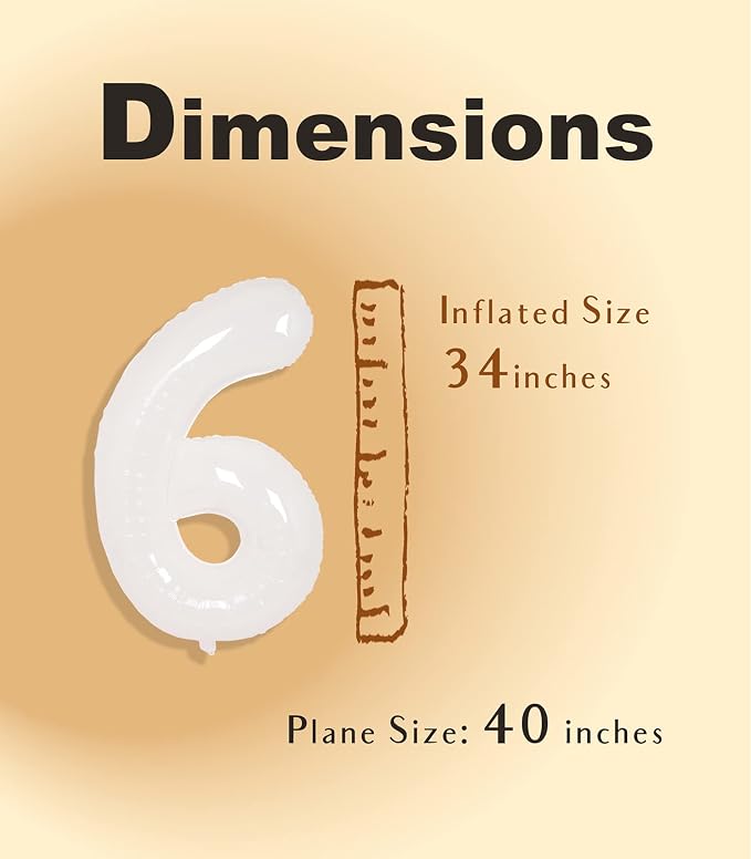 SUWEN 40 Inch White Large 6 Balloon Number Big Foil Helium Numbers 0-9 | Giant - Image 4