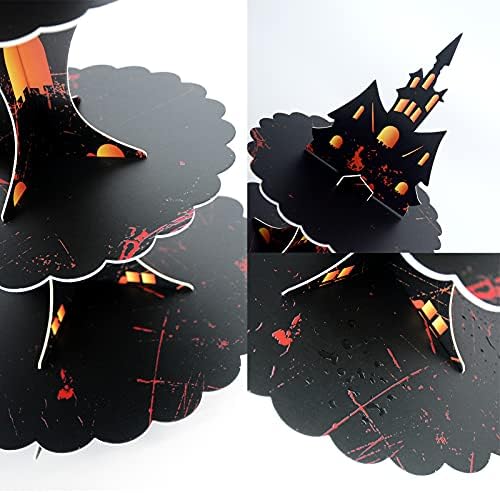3 Tier Halloween Cupcake Stand Cardboard Gothic Tower Decorations - Image 2