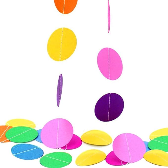 FECEDY Colorful Happy Birthday Banner Paper Triangle Flag Bunting Circle - Image 7
