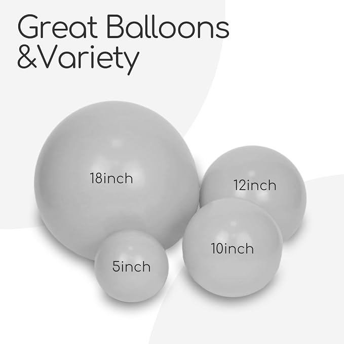 Awenztech 122pcs Gray Latex Balloons in 18 12 10 5 inches | Birthday, Baby - Image 4