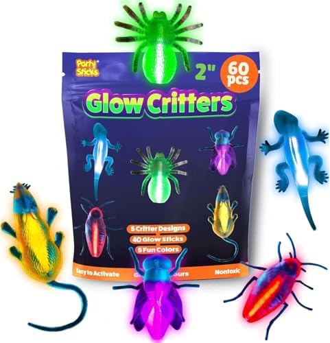 Glow Critters Halloween Toys - Glow Sticks Party Favors - Glow in The Dark Party Supplies - 60 Count by PartySticks