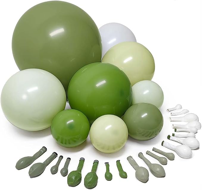 Green Balloon Arch Kit Double Stuffed Olive Dusty Sage Green White Balloons - Image 4