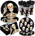168pcs Halloween Plates Napkins Skeleton Plates Halloween Party Supplies by Hylvorena