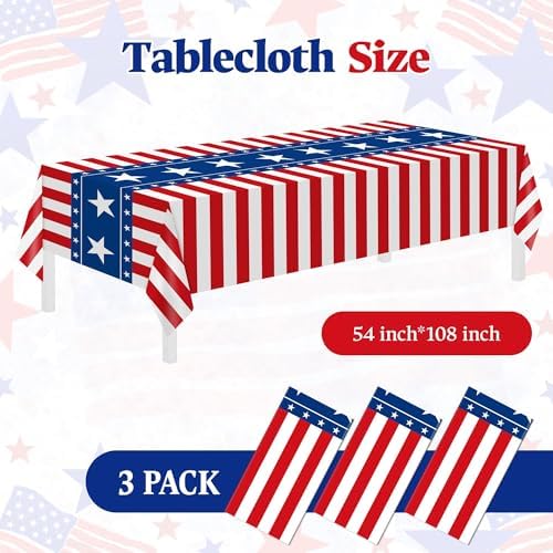 3 Pack Patriotic Tablecloths,American Flag Tablecloth,Patriotic Decorations - Image 2