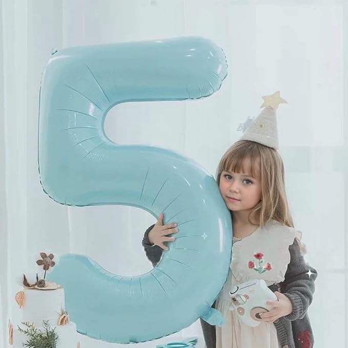 40 Inch Matte Blue 6 Number Balloons Light Blue Number 6 Foil Balloon Mylar - Image 6