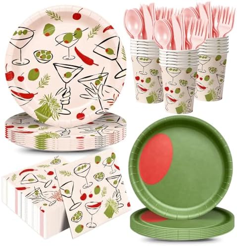 168pcs Martini Olive Plates Napkins Party Supplies Disposable Paper Cups by Unknown