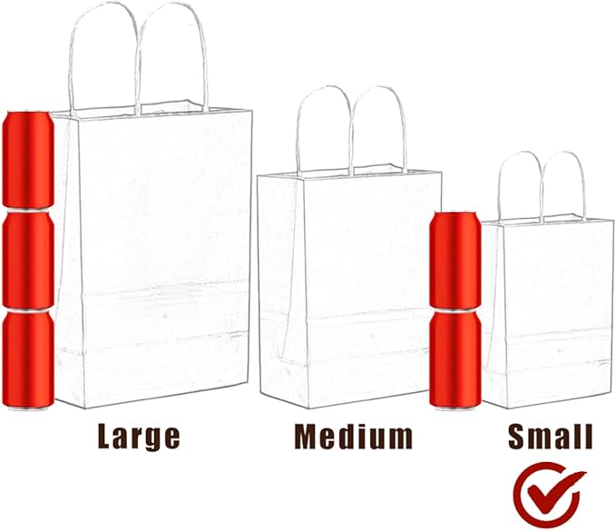 qiqee 50-Packs Gift Bag with Handles Bulk Kraft Light Blue Paper Bags Multiple Uses (8.3"x3"x6"inch Small Size)