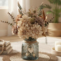 Leftover Faux Flowers in Vase, Light Brown Fall Fake Flowers by LEFTOVER