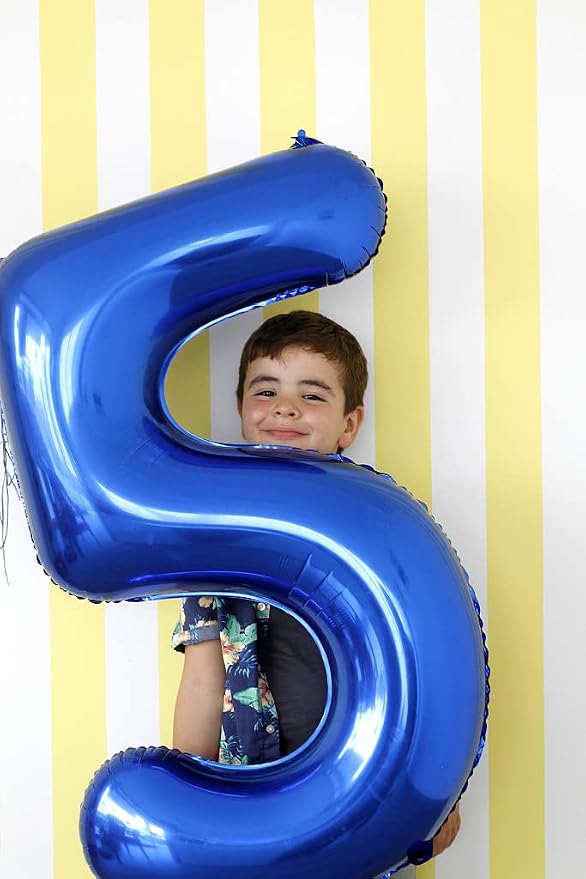 Number Balloons 5 Balloon Blue Birthday Decorations - Image 2