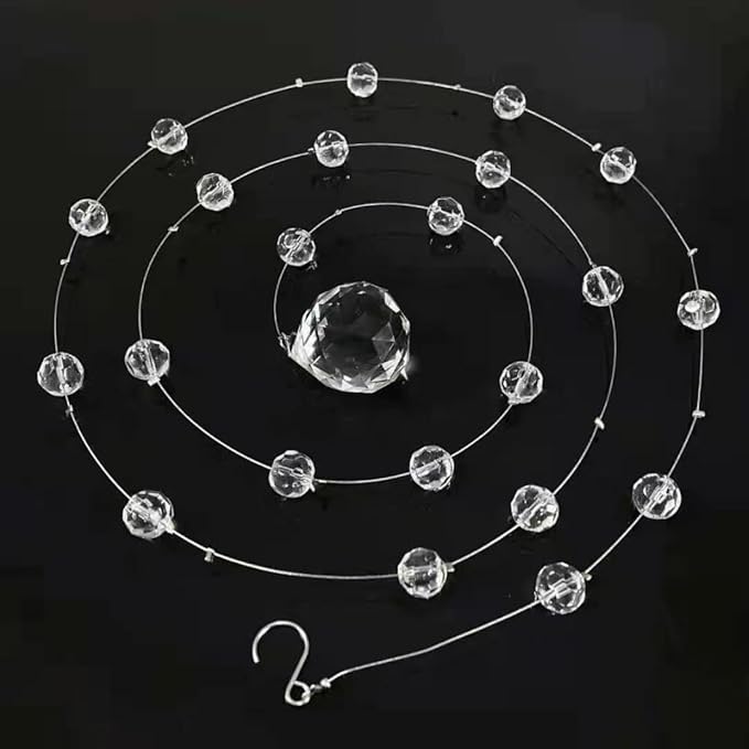 Crystal Beaded String Clear Glass Beads Garland Strands Hanging Wedding Arch Decor Curtain Chandelier Christmas Tree Ornaments Door String Beaded Drapes Decoration Accessories(3.3 Feet 5pcs)