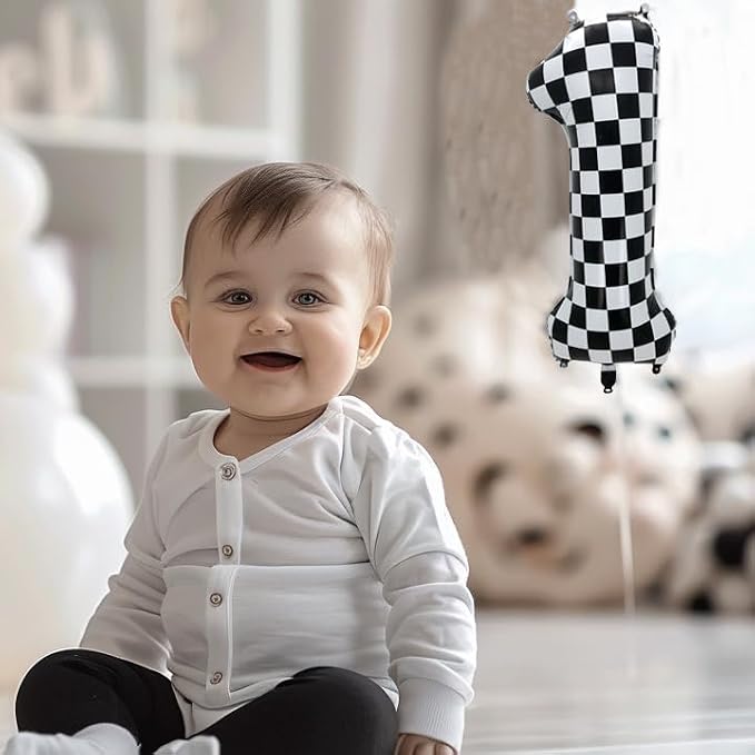 42 Inch Checkered Number Balloon 4, 4th Race Car Flag Birthday Party Supplies - Image 6
