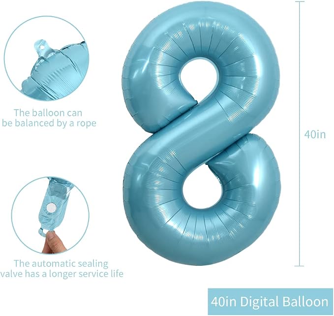 TONIFUL 40 Inch Light Blue Large Numbers Balloons - Image 2