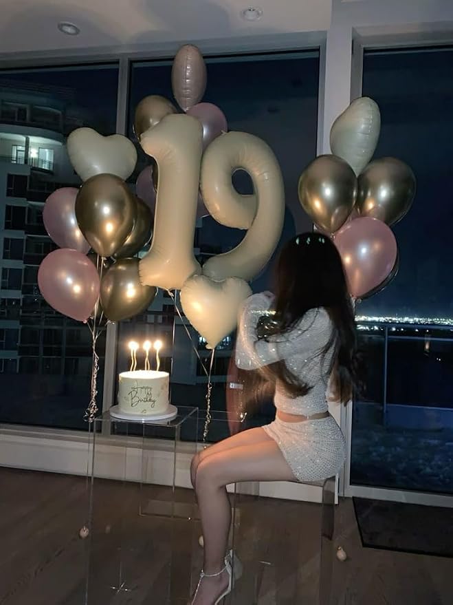 Number 20 Balloons 40 Inch for 20 2026 Birthday Party Decorations, Cream | - Image 2