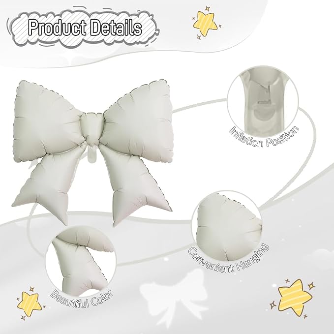 4pcs Jumbo Oversized Ribbon Balloons Coquette Bow Balloons Bow Party Coquette - Image 5