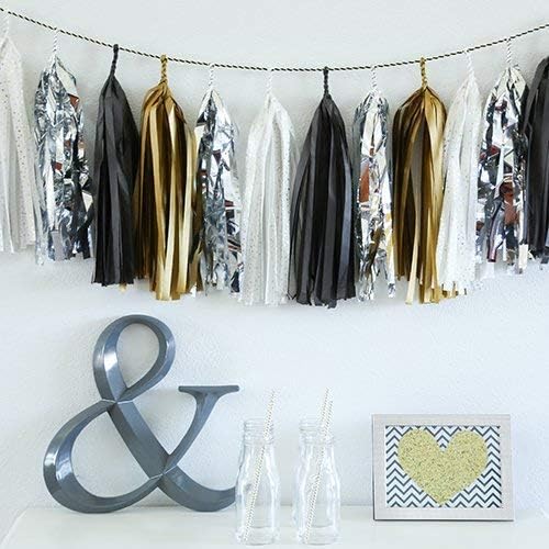 9.8in Gold Tissue Paper Tassel DIY Hanging Paper Decorations Party Garland - Image 7