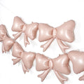 6 Pieces Pink Bow Balloons, Macaron Pink Matte Metallic Bow Foil Balloons by PartyEra