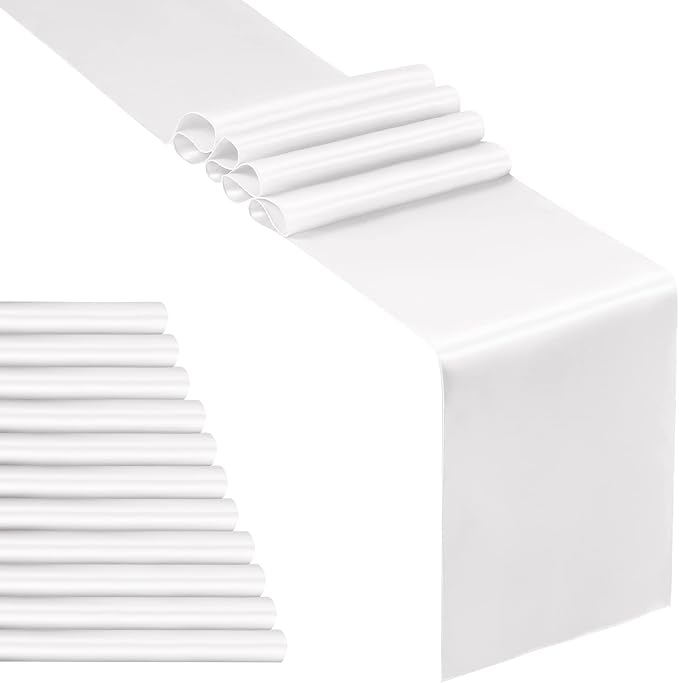 SiinvdaBZX 12 Pcs White Satin Table Runner 12 x 108 inches Long | Bright Smooth by SiinvdaBZX