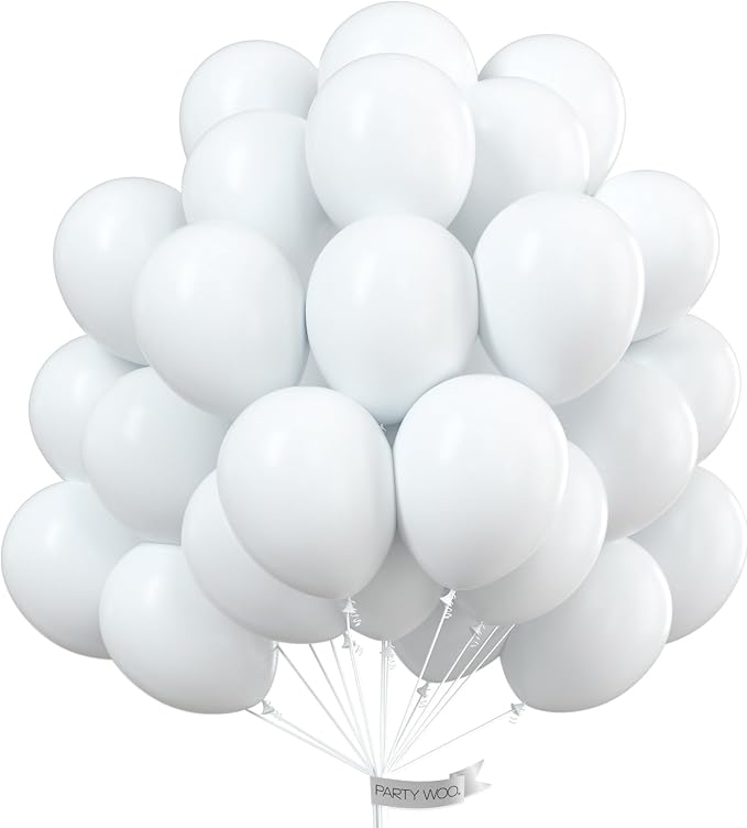 PartyWoo White Balloons 100pcs Matte White Latex Helium Balloons 10 Inch | by PartyWoo