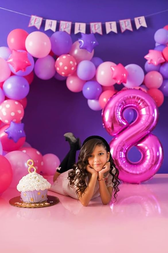 8 Balloon Numbers Birthday Decorations, 40In Hot Pink Balloons - Image 2
